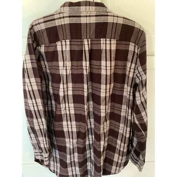 Garnet Hill Womens Plaid Button Down Flannel Shirt Sz 14 Organic Pima Cotton Win - Picture 4 of 8